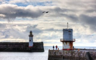 Old lighthouse on Cumbria coastal town