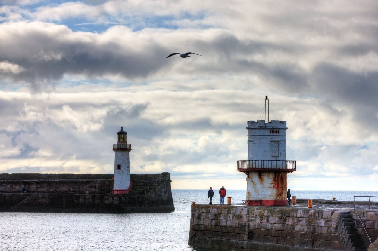 Old lighthouse on Cumbria coastal town